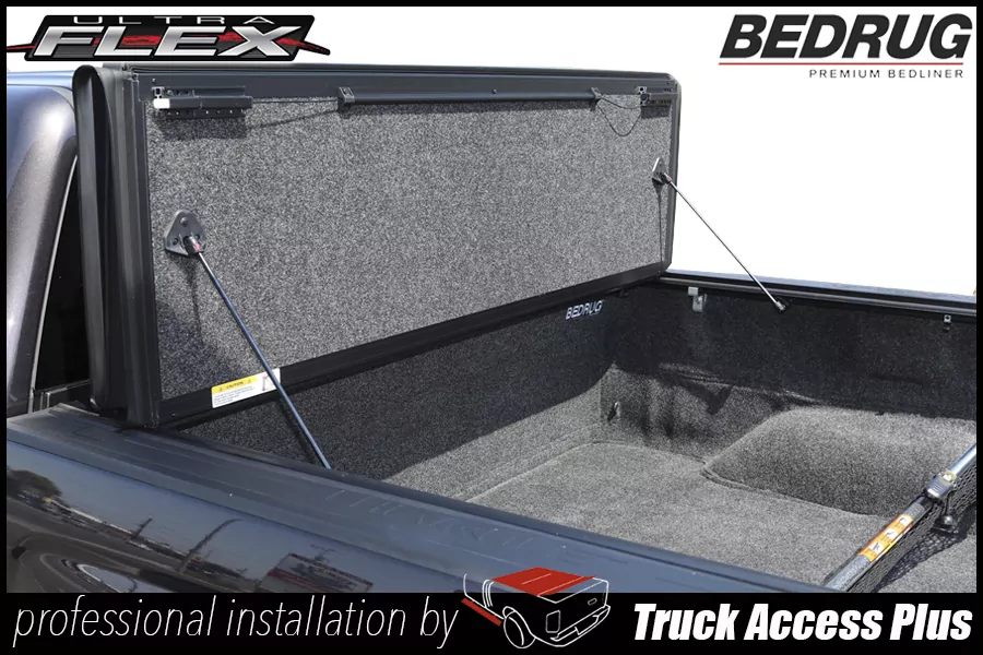 undercover ultra flex hard folding truck bed cover with bedrug bed liner