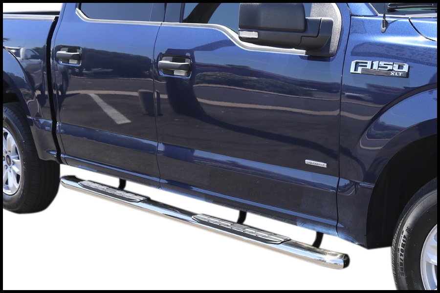 FORD F150 SUPER CAB 4 INCH OVAL STAINLESS STEEL NERF BARS