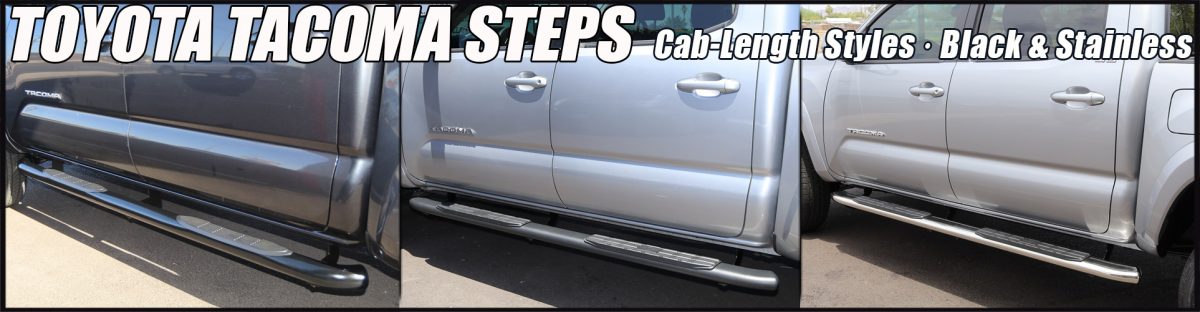 MaxMate 3" Nerf Bars Side Steps For 2005-2023 Toyota Tacoma Access Cab – Polished Stainless