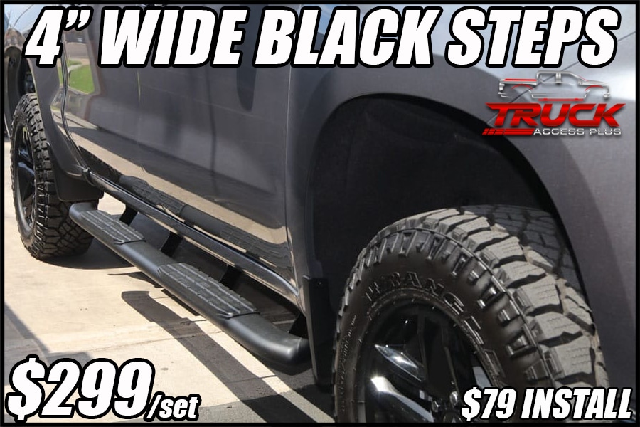 4 inch oval black nerf bars and running boards