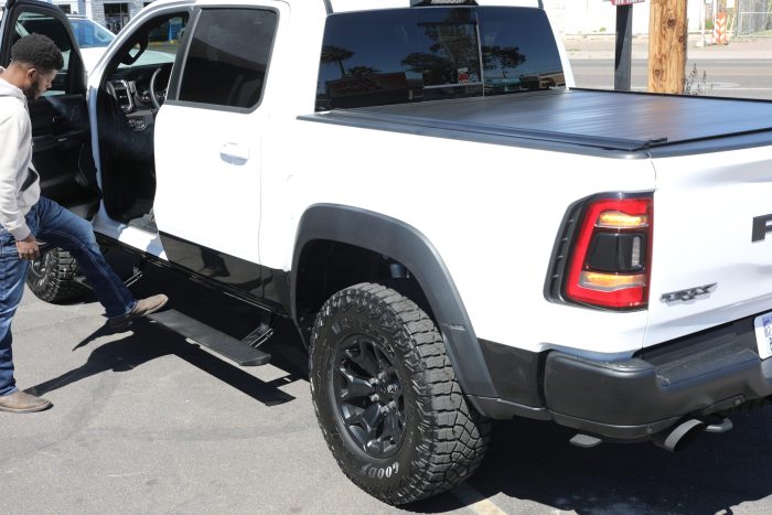 ram trx truck bed cover and power steps