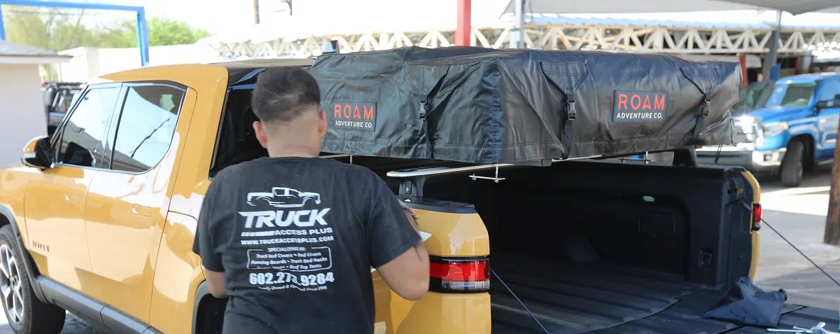 rooftop tent installation in phoenix az rivian r1t electric truck