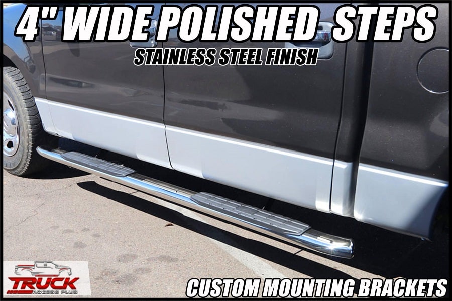 4 INCH OVAL NERF BARS POLISHED STAINLESS STEEL