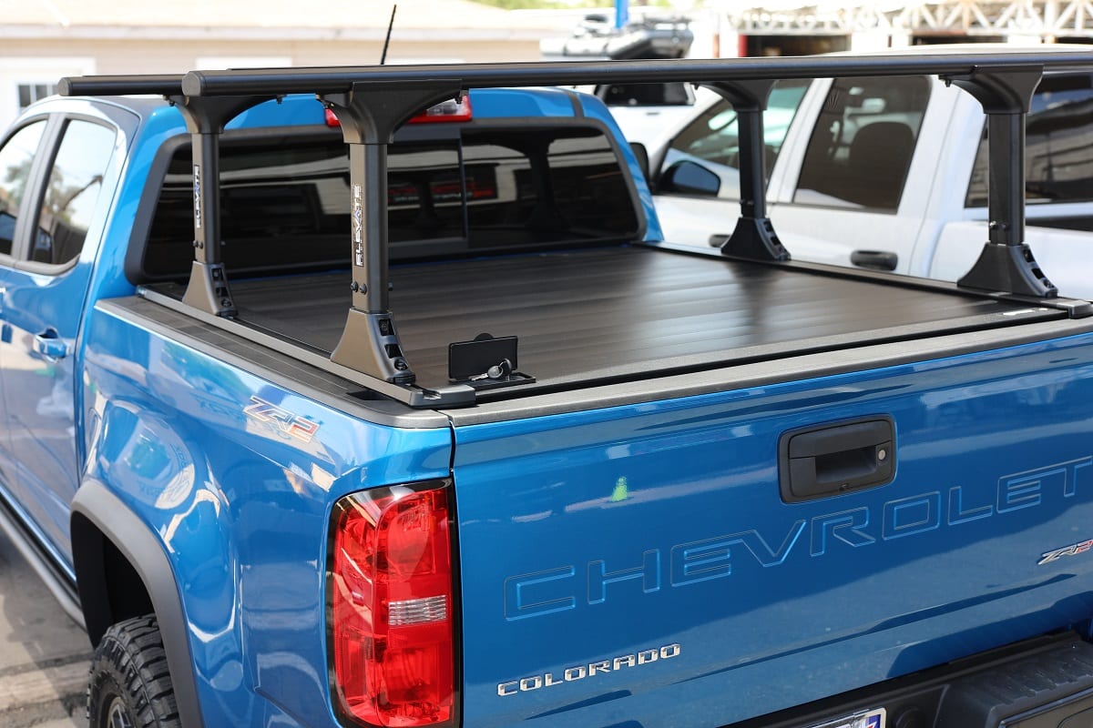 CHEVY COLORADO BED RACK AND TONNEAU COVER RETRAXPRO XR ELEVATE RACK
