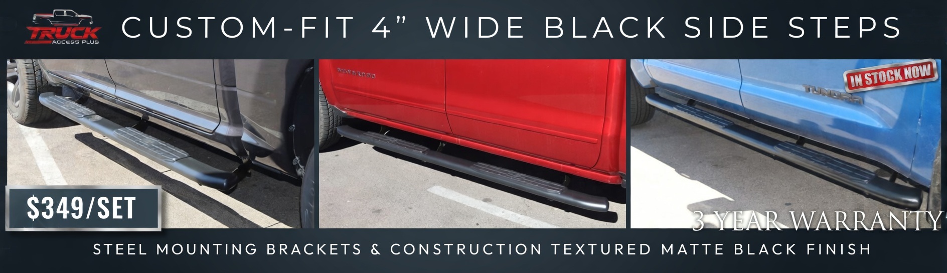 4 inch oval black nerf bars truck steps