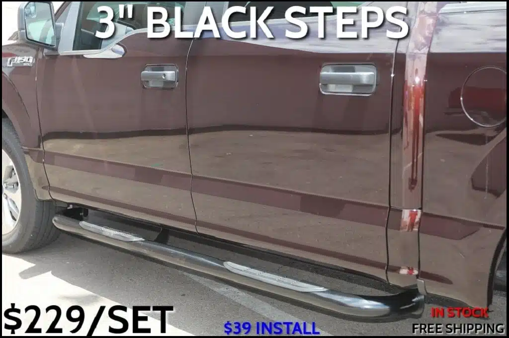 3 inch black nerf bars-truck step