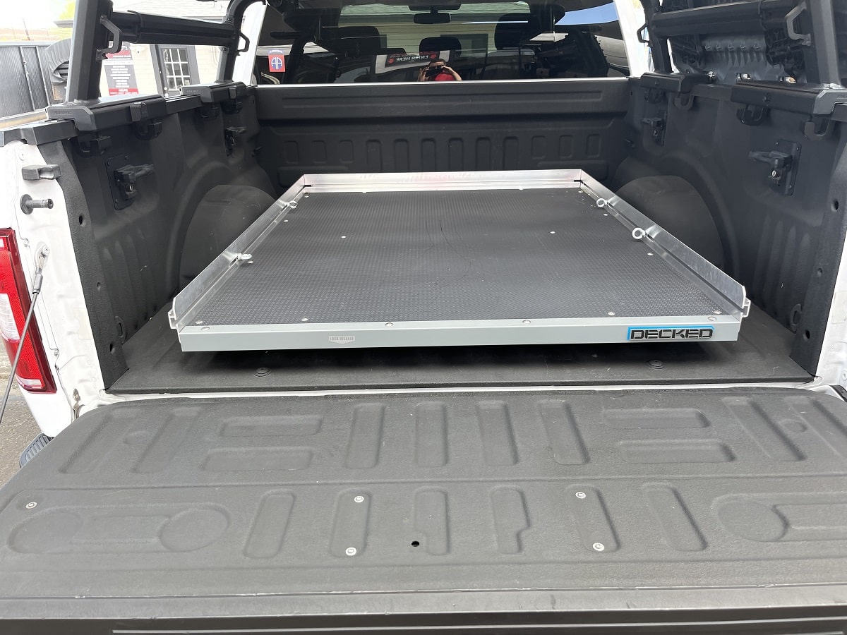 decked truck bed slide out tray