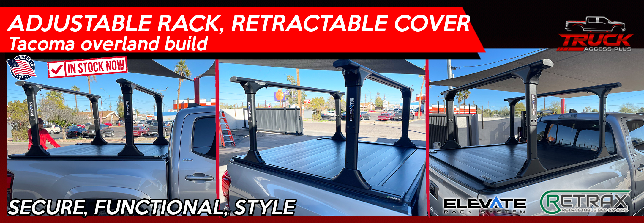 toyota tacoma truck bed rack and tonneau cover retrax