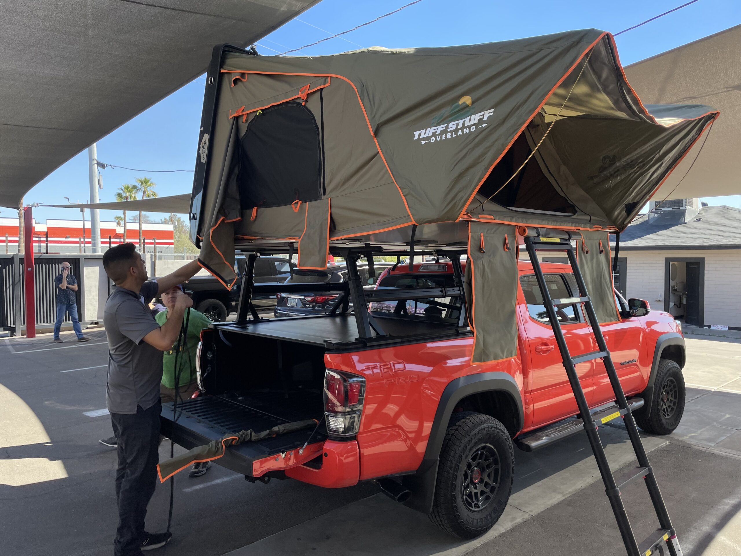 tuffstuff overland alpha 2 person hard shell rooftop tent