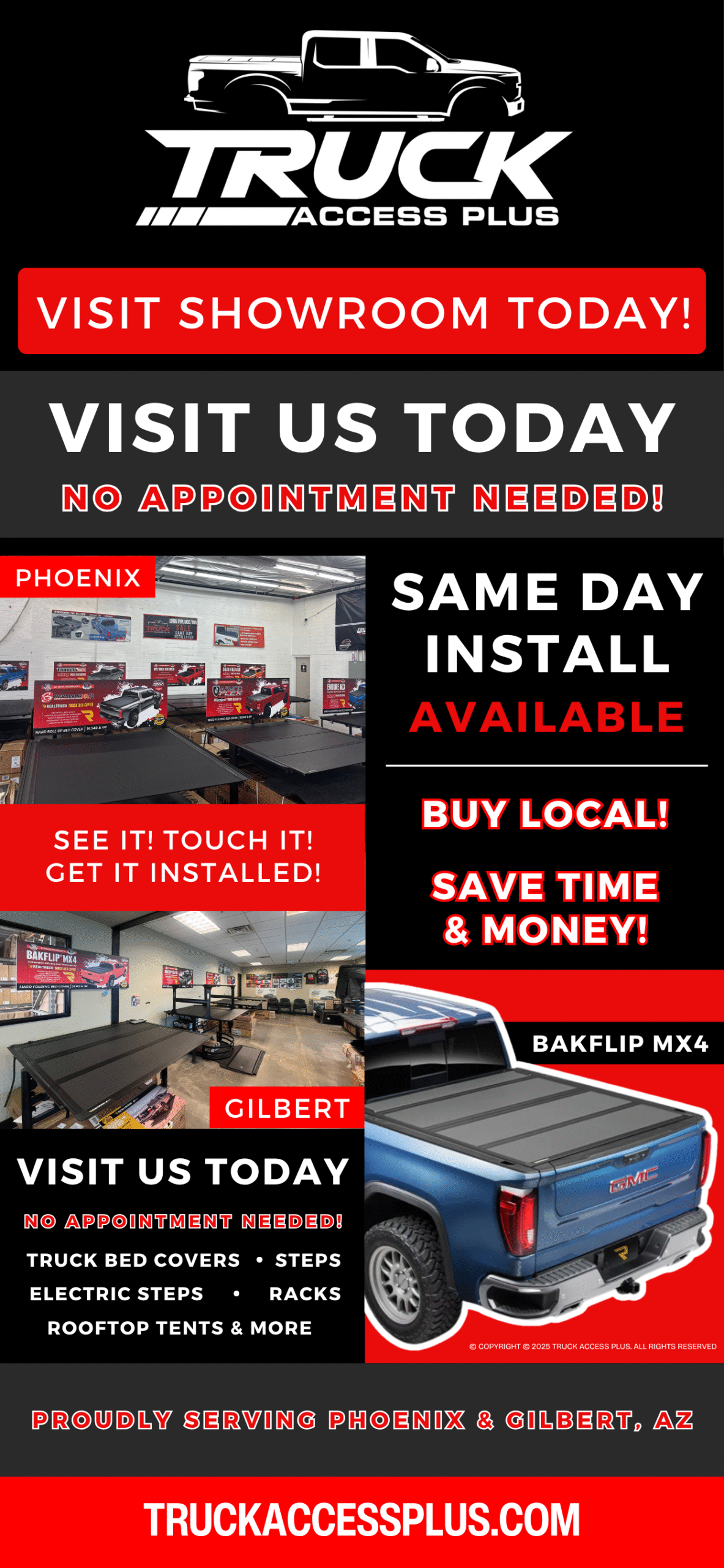 TRUCK BED COVERS AND STEPS AT TRUCK ACCESS PLUS , VISIT US IN PHOENIX AND GILBERT ARIZONA, COME SEE THE TRUCK ACCESS DIFFERENCE TODAY! ROLL UP TONNEAU COVERS AZ
